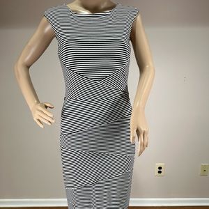White House Black Market, black & white striped, Size 4 dress.